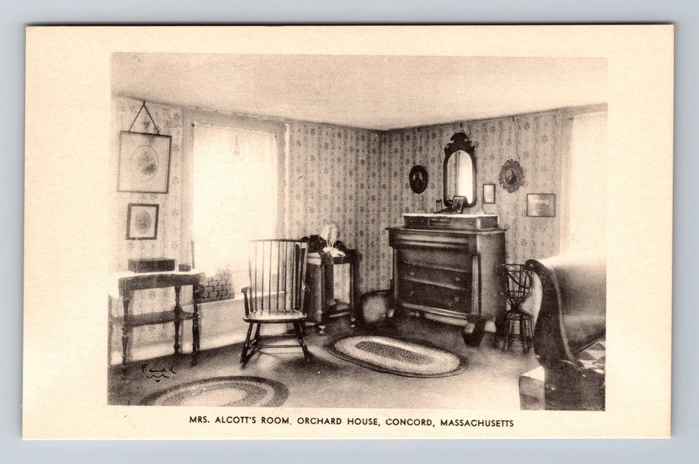Concord MA-Massachusetts Orchard House Mrs Alcott's Room Vintage Postcard