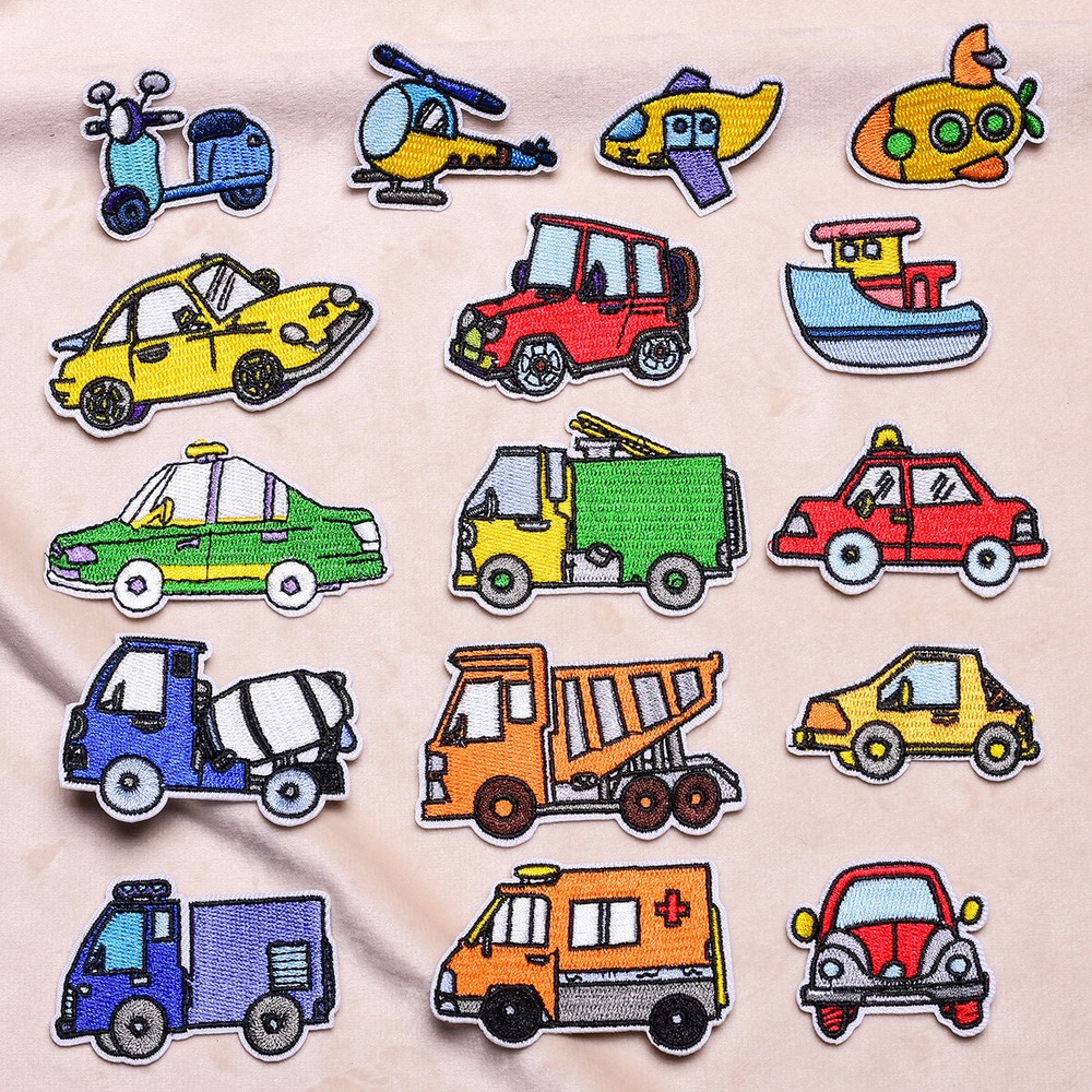 Vehicles Embroidery Patches Car Ship Plane Iron-on Sew-on Stickers for Cloth Bag
