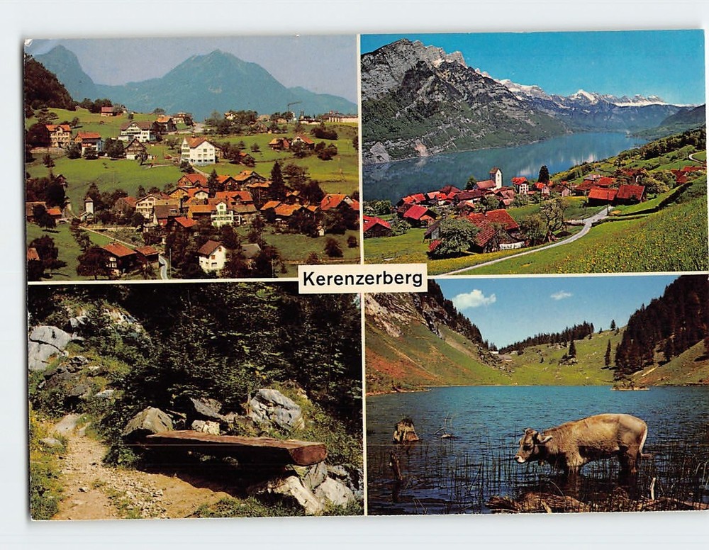 Postcard Multiple View At Kerenzerberg Pass Switzerland