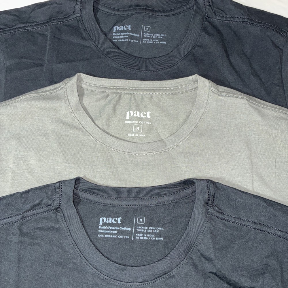 Men’s Pact Organic Cotton Short Sleeve T-Shirt Gray Size Medium