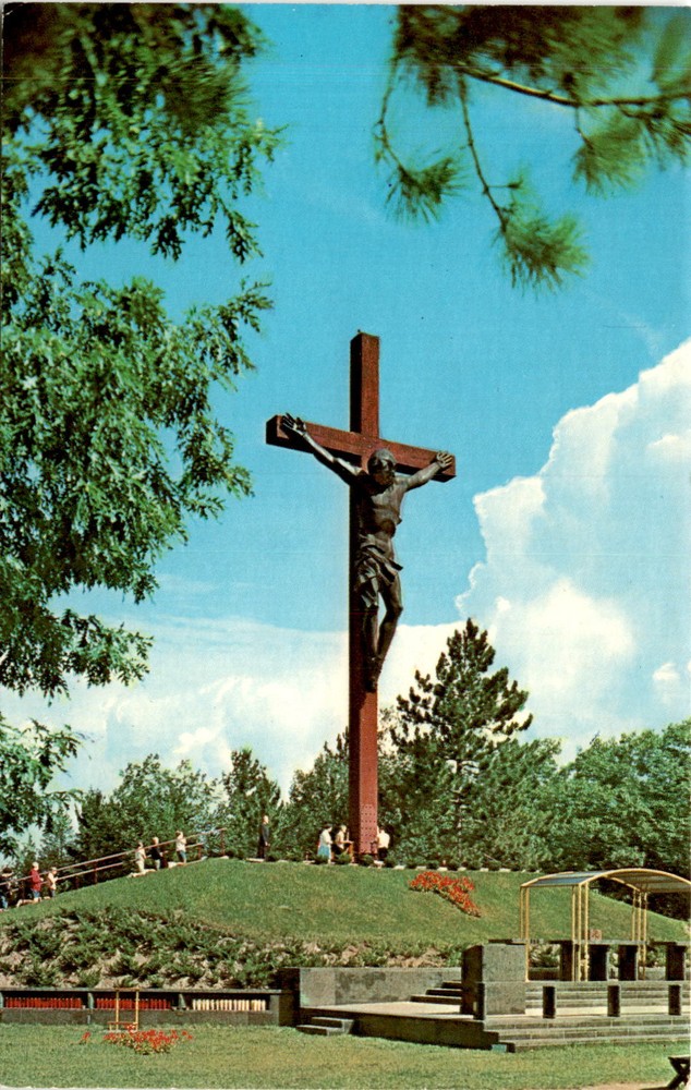 Catholic Shrine, Indian River, Michigan, Largest Wooden and Bronze Postcard