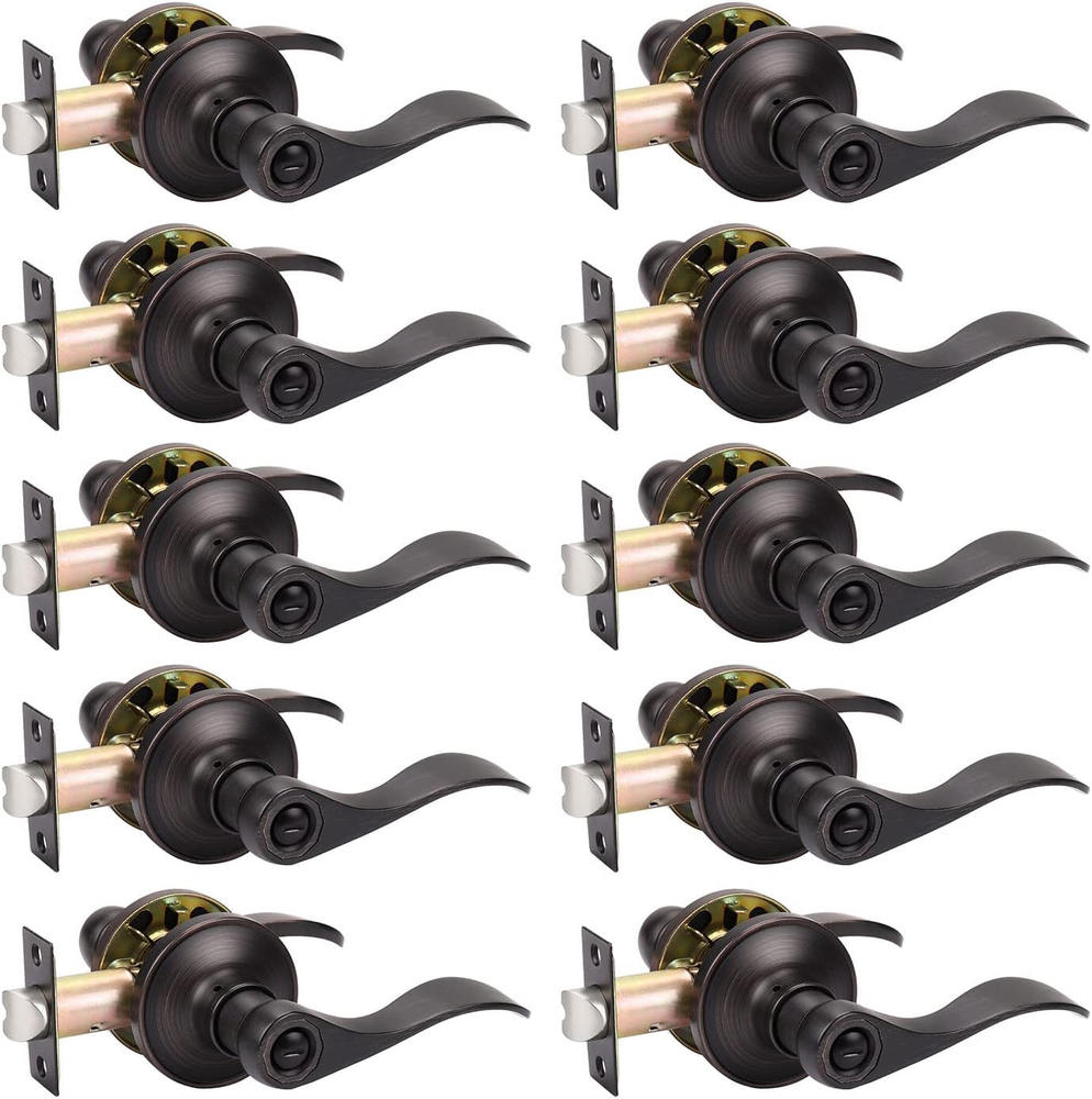 10-Pack Oil Rubbed Bronze Privacy Door Lever Knob for Bed & Bath