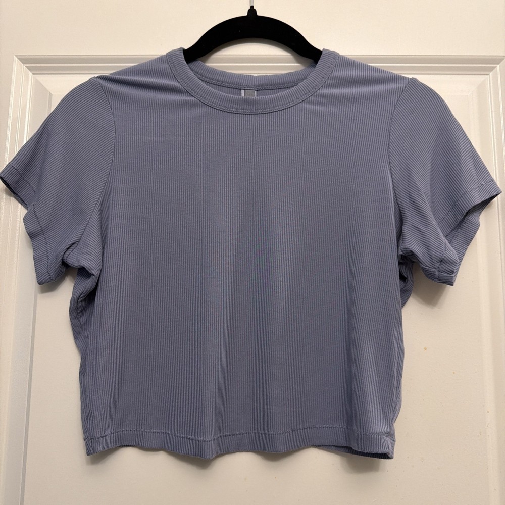SKIMS Blue Soft Lounge Cropped T-Shirt Baby Tee XL Ribbed