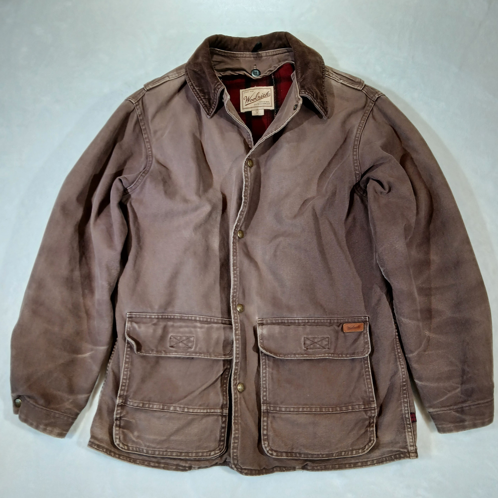 Vintage Woolrich Canvas Field Coat Detachable Wool Liner USA Made Mens M/L
