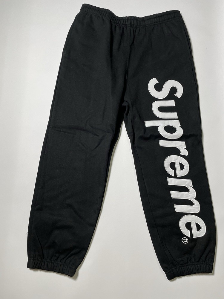 Supreme Satin Applique Sweatpants Black White Size Men’s Large