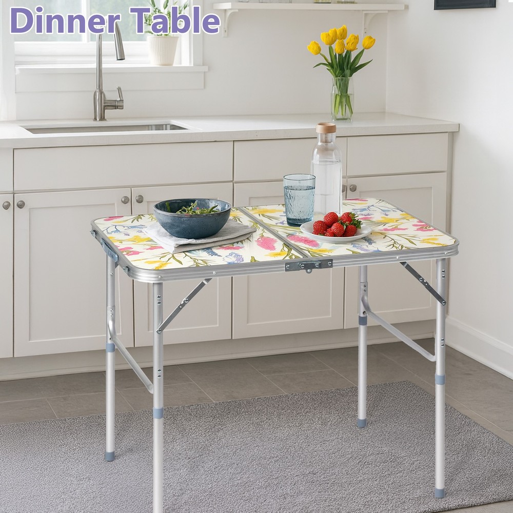3/4FT Portable In/Outdoor Aluminum Adjustable Folding Picnic Camping Table