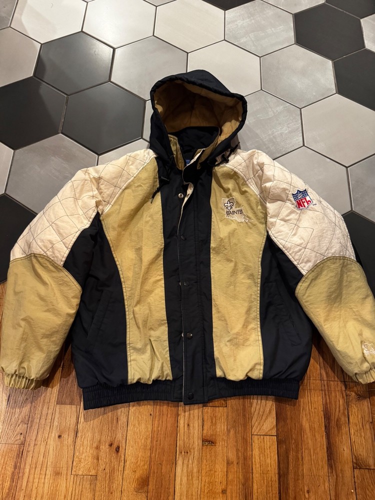 VTG NFL New Orleans Saints Embroidered Starter Jacket Coat Mens Size Large