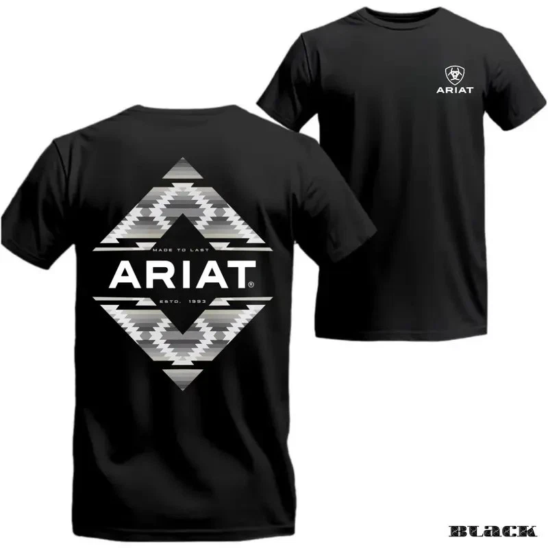 Ariat T-Shirt – Black Western Tribal-Inspired Graphic With Bold Geometric Design