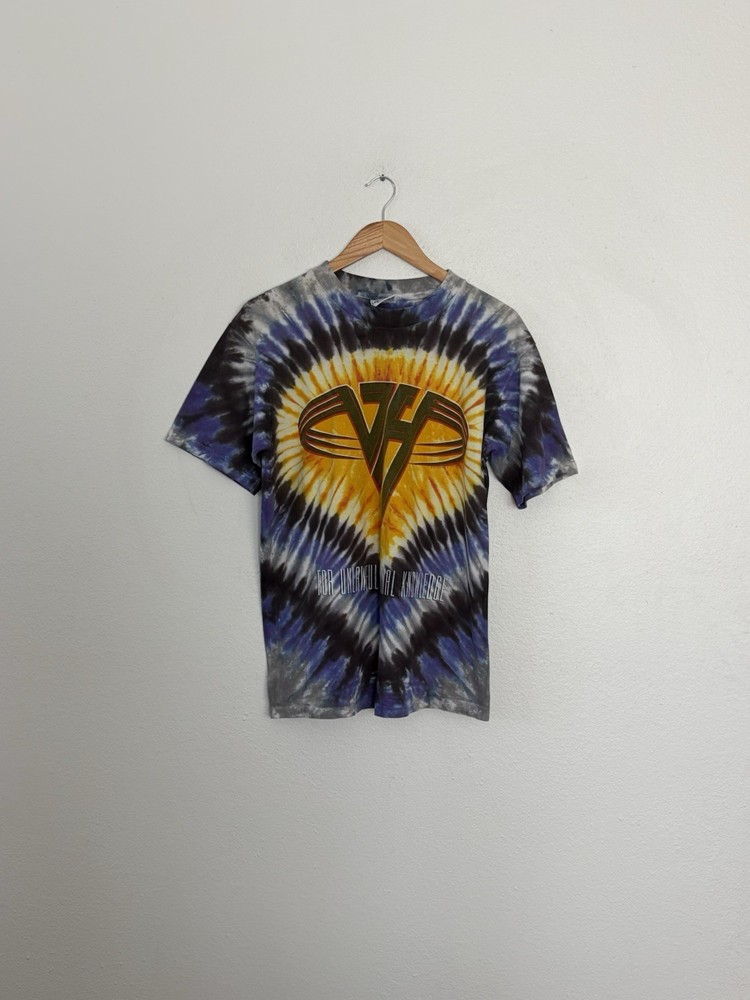 VTG 1991 Van Halen For Unlawful Liquid Blue Brockum Tie Dye Single Stitch Tee L