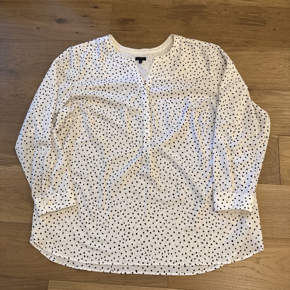 Talbots Polka Dot Blouse Womens 3X Plus Size Pullover Hidden Buttons