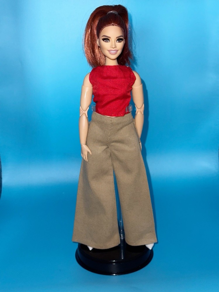 Hand-sewn Dressy Tie Back Top And Khaki Pants Set For Barbie Doll. ( Curvy )