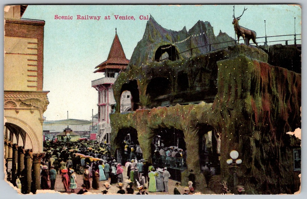 Antique Postcard Scenic Railway Ride Venice, CA 1910s