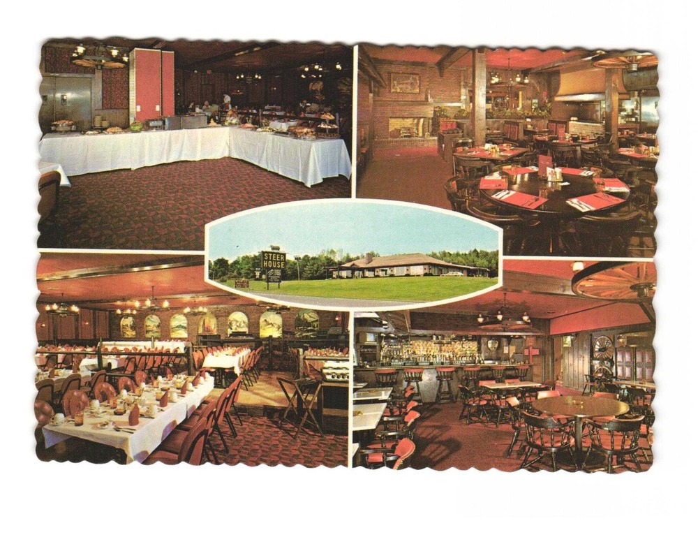 Steer House Dining Room and Lounge Winthrop Maine VTG postcard UNP