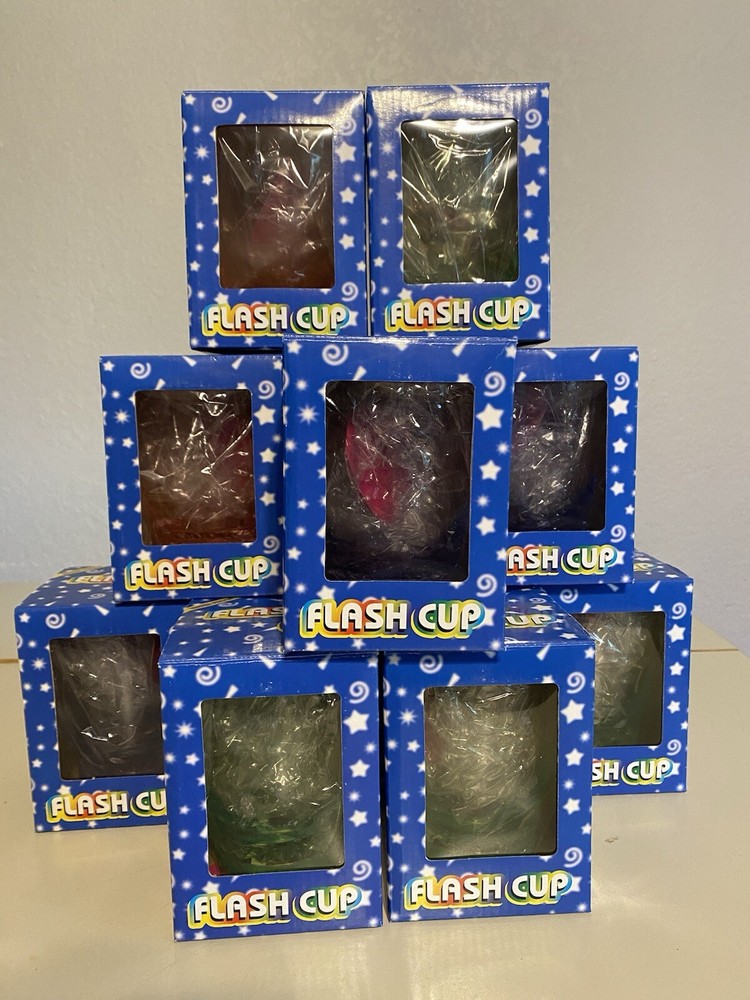 Lot of 12 Waterproof Light Up Flashing Party Cups Pink Purple Green NEW