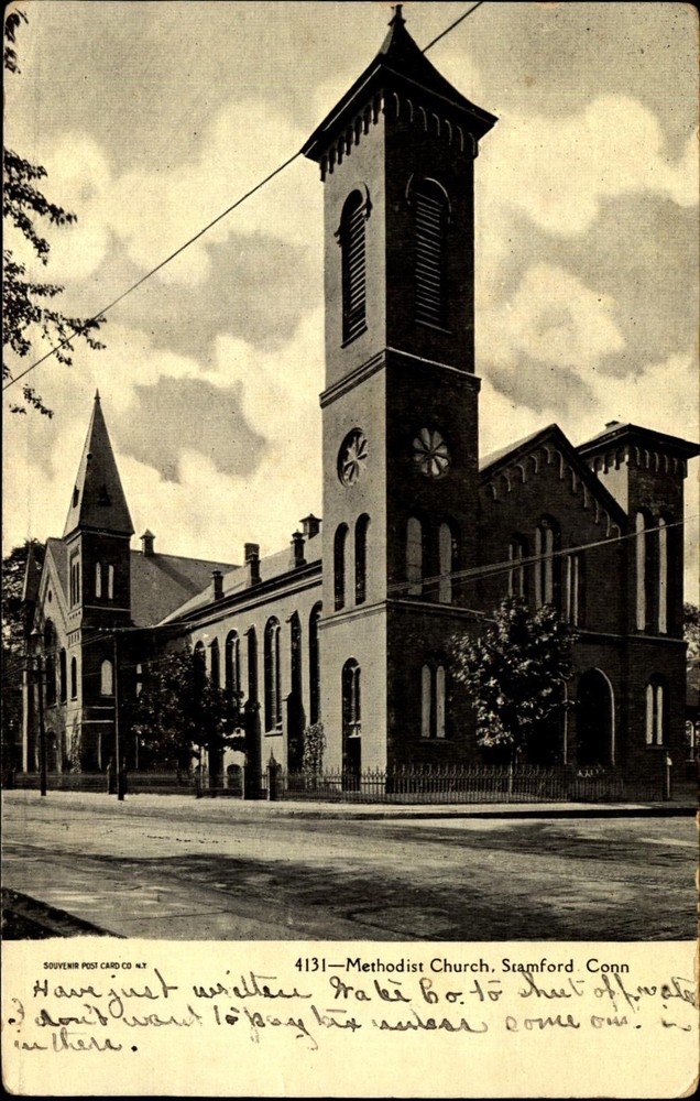 Methodist Church ~ Stamford Connecticut CT ~ UDB postcard c1905