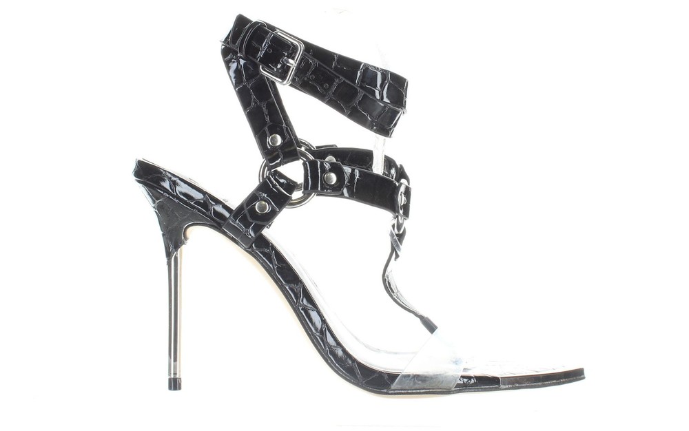 JLO by Jennifer Lopez Donel Black Ankle Strap Heels Size 6.5