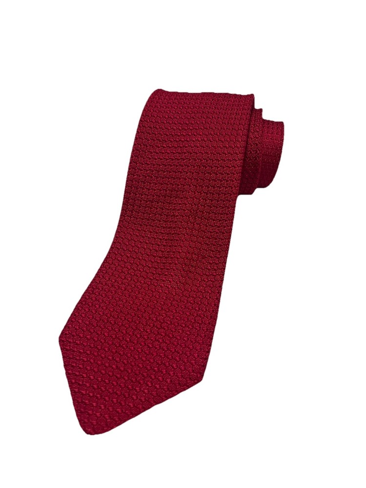 Ben Silver Pure English Silk Luxury Grenadine Tie Deep Red Made In France