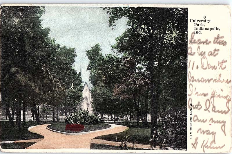 Postcard FOUNTAIN SCENE Indianapolis Indiana IN m/09 AJ1907