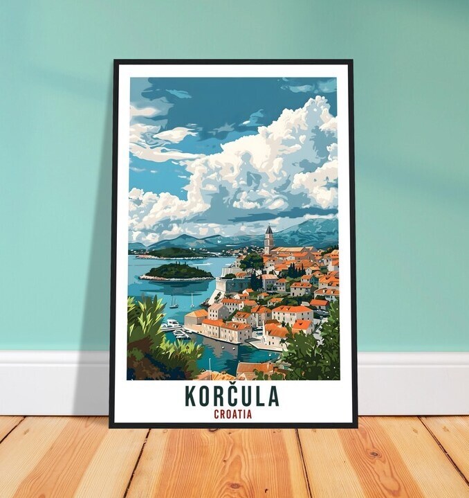 Korčula Croatia Travel Print Wall Art for Home Decor