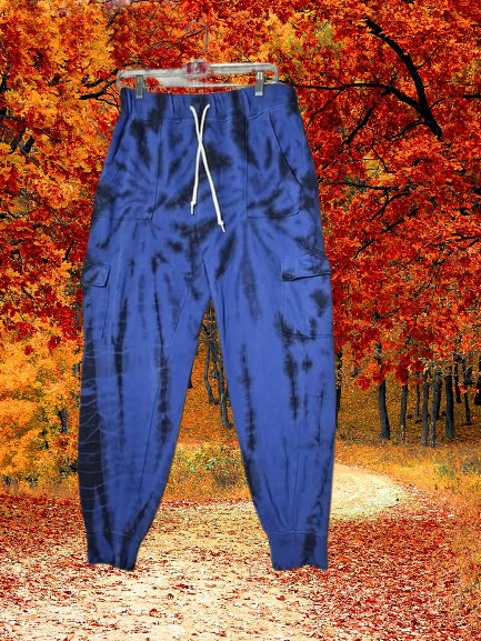 No Boundaries  Sweatpants Joggers Cargo Womens L Blue Tie Dye