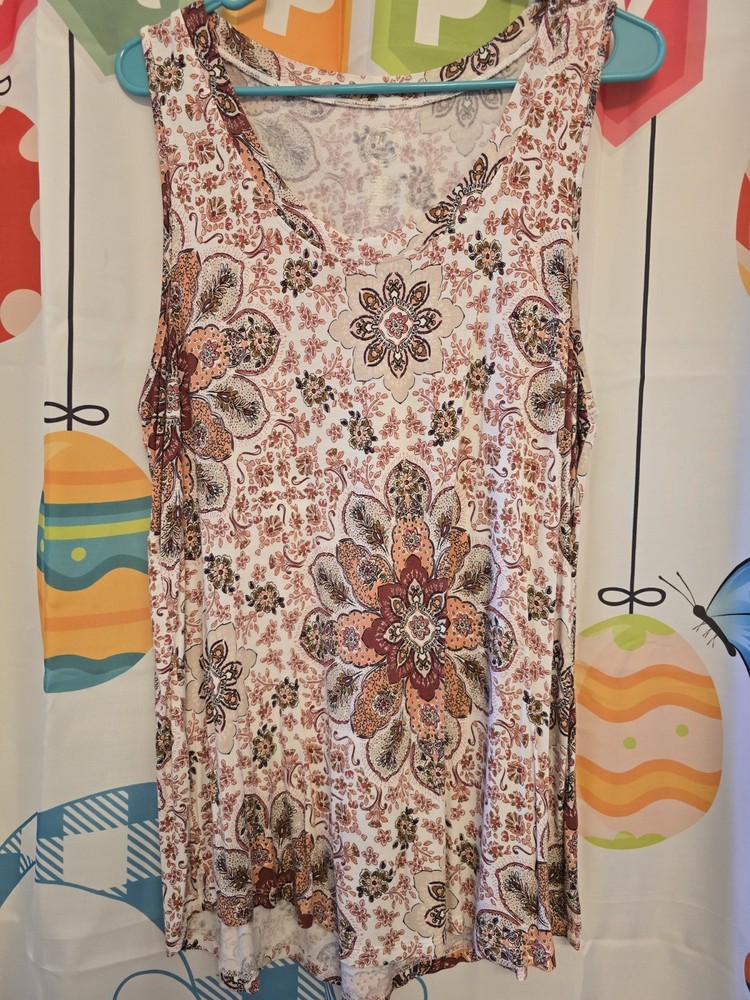 Maurices Women's 24/7 Floral Sleeveless Tank Top 0X