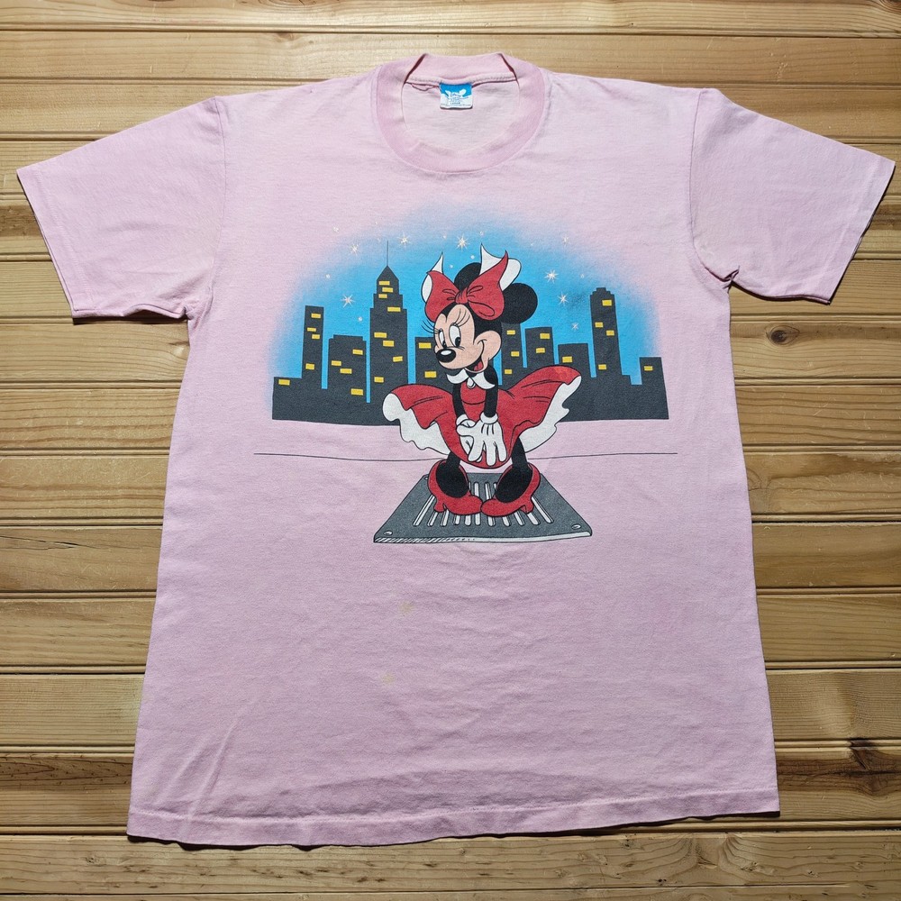 Vintage 80s Disney Minnie Mouse Marilyn Monroe Subway Graphic T-Shirt USA Large