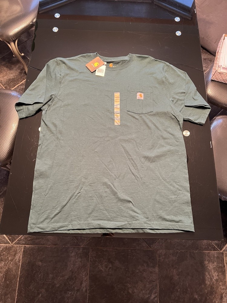 NEW Long Tall Carhartt Pocket T-Shirt Heavy Knit Tee Forest Green Men Size XLT