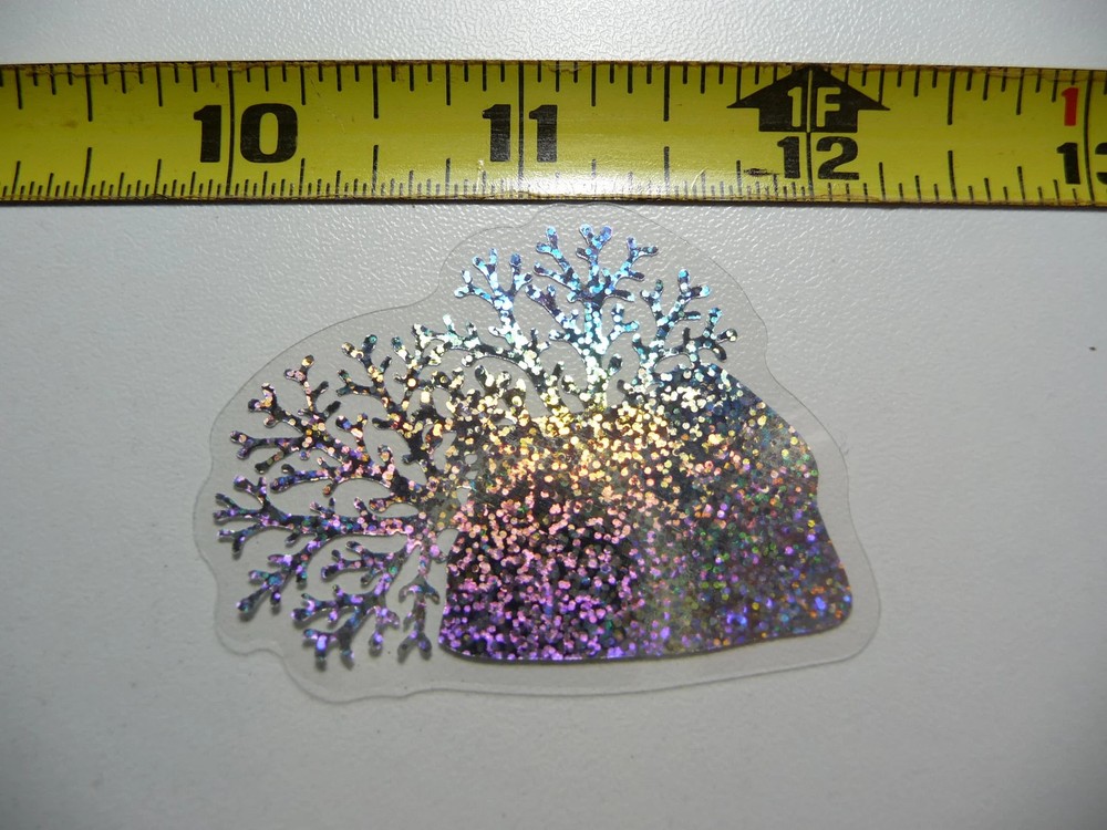 HOLOGRAPHIC FINE CORAL SMALL STICKER DECAL OCEAN SEA LIFE SPARKLE FUNNY