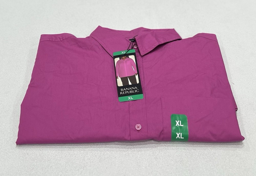 Banana Republic Women’s Collar Button-Up Long Sleeve Shirt, Pink, Size XL