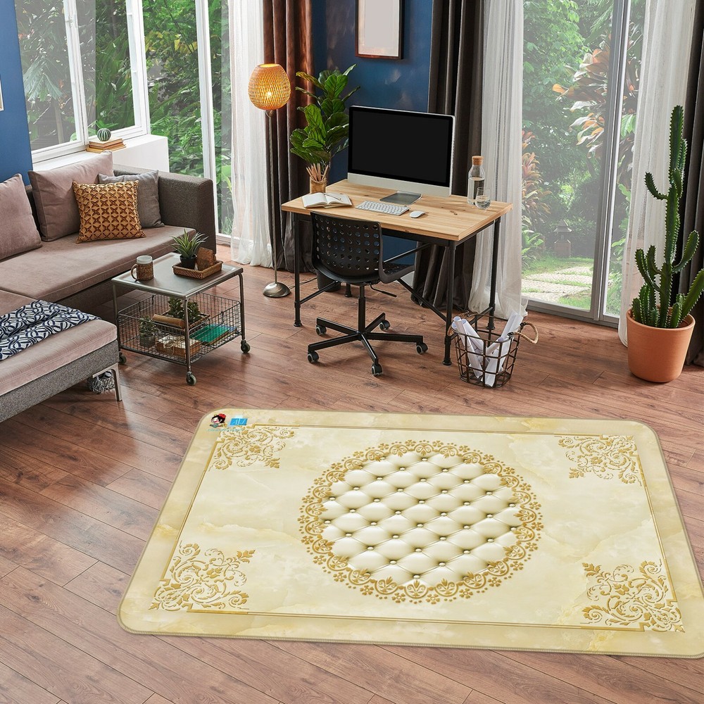 3D Gold Flower ZHUC444 Game Non Slip Carpet Mat Photo Carpet Zoe