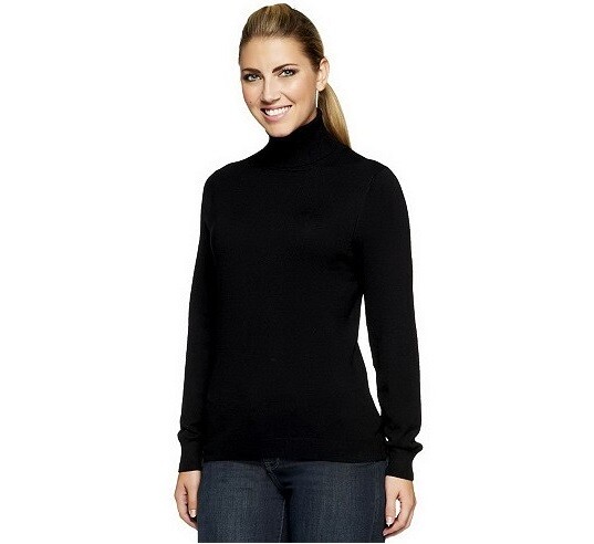 Linea Louis Dell'Olio Black Whisper Knit Turtleneck Sweater Layer New