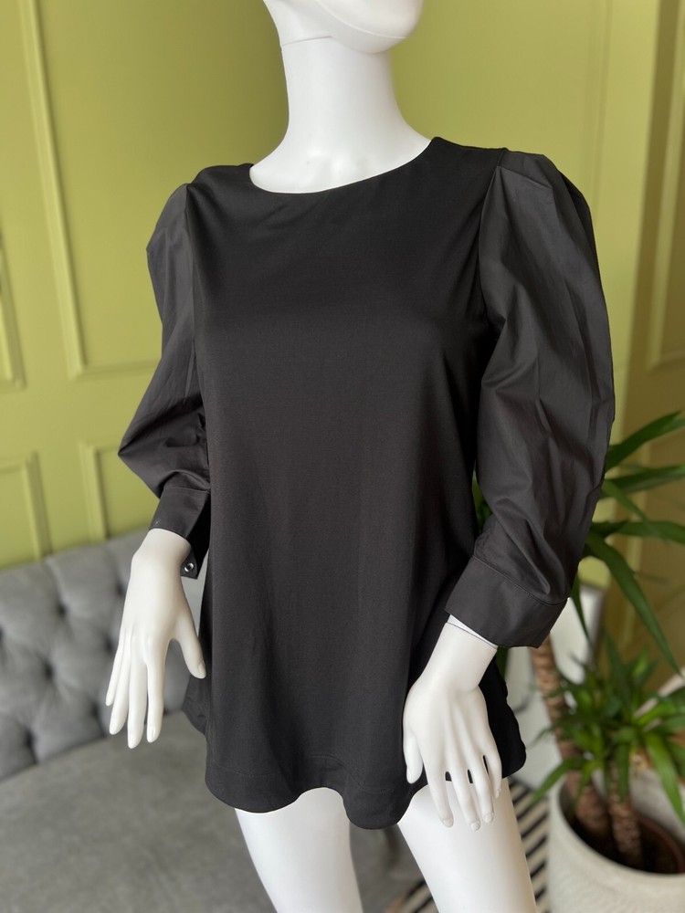 Jigsaw Top Blouse Black 3/4 Sleeve Size L Large