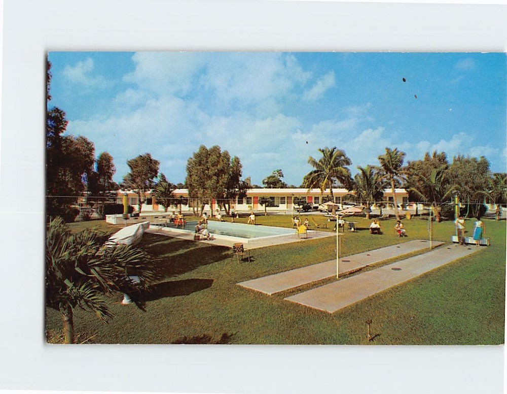 Postcard Pool View Coral Plaza Motel Fort Lauderdale Florida USA