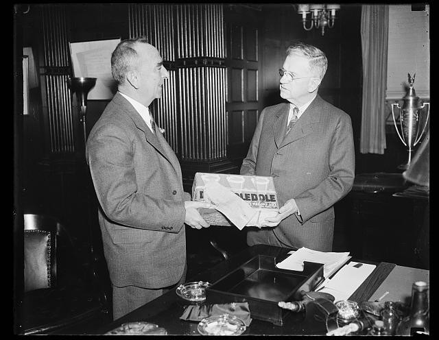 Photo:Harold Ickes 1935 Dole Pineapple Juice Office Gift Exchange