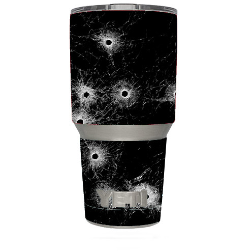 Skin Decal for Yeti 30 oz Tumbler Cup (6-piece kit) / Bullet Holes in Glass