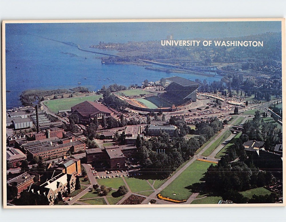 Postcard Aerial View University of Washington Stadium Seattle Washington USA