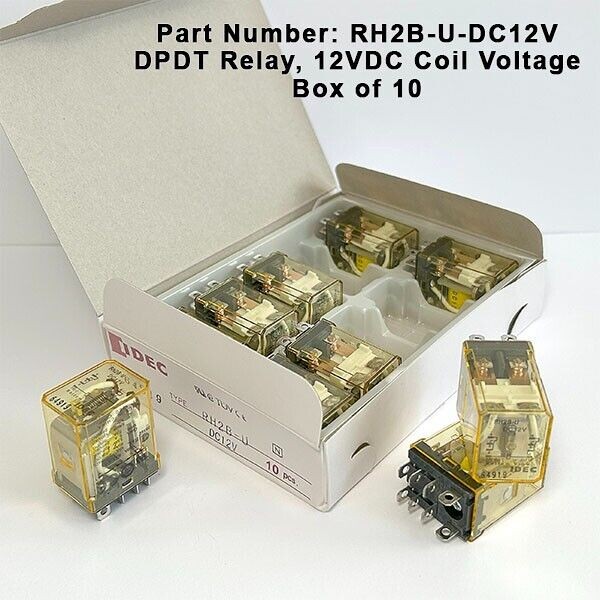10pcs/1Box FOR IDEC RH2B-UL RH2B-U DC12V General Purpose Relay 10A Contacts DPDT