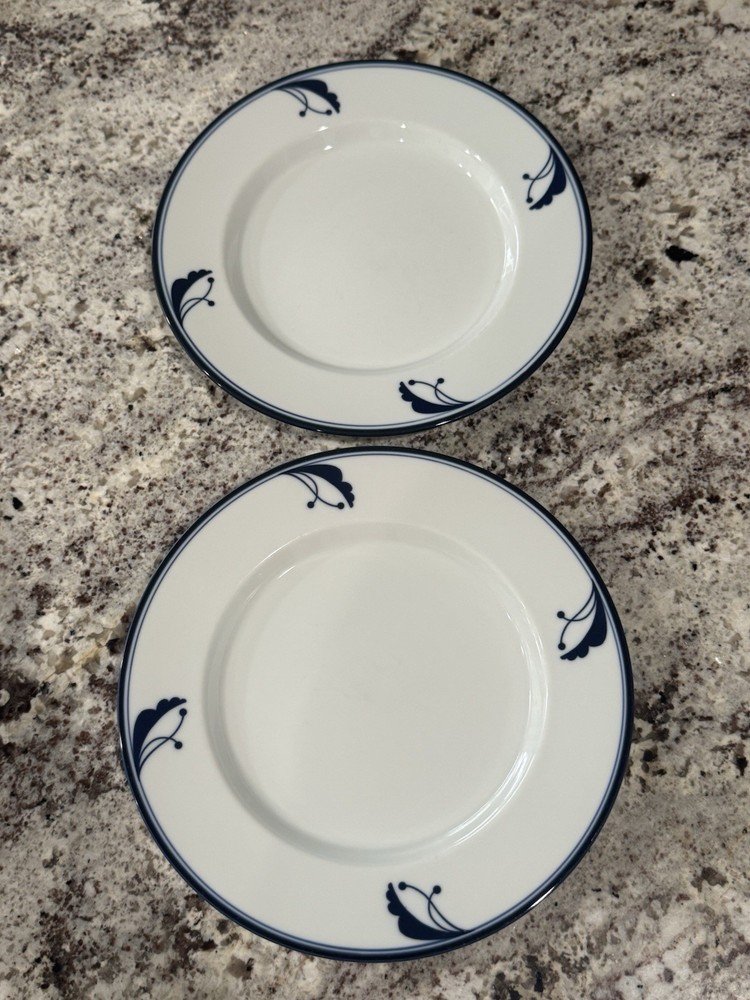 Vintage Set of 2 Dansk Flora Bayberry Blue Salad Plates, 9