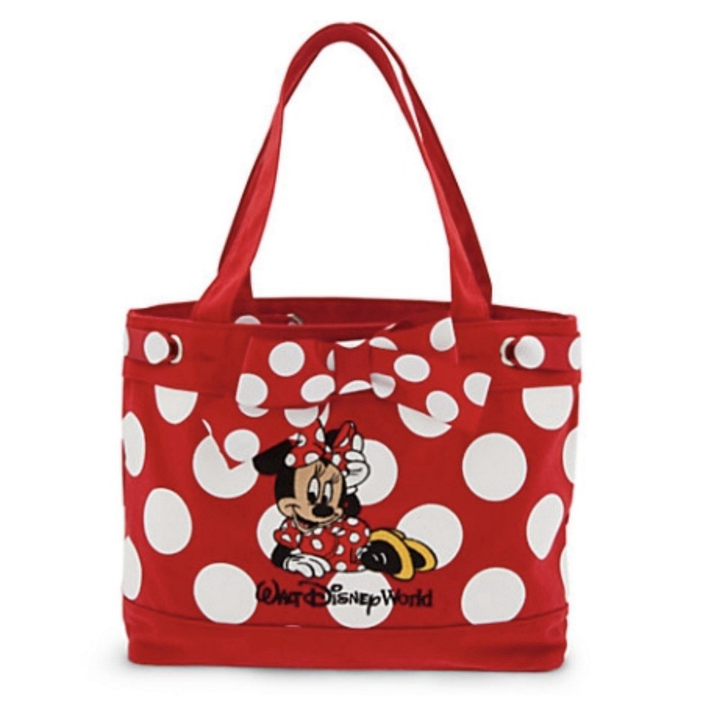 Minnie Mouse Polka Dot Red White Canvas Handbag for Girls - Disney Parks Tote  