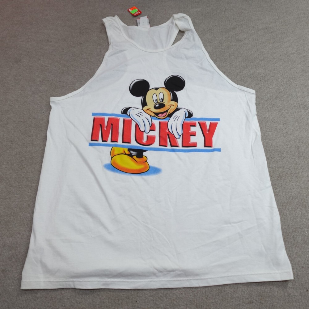 Vintage Disney Shirt XL White Tank Top Mickey Mouse Old Stock NEW