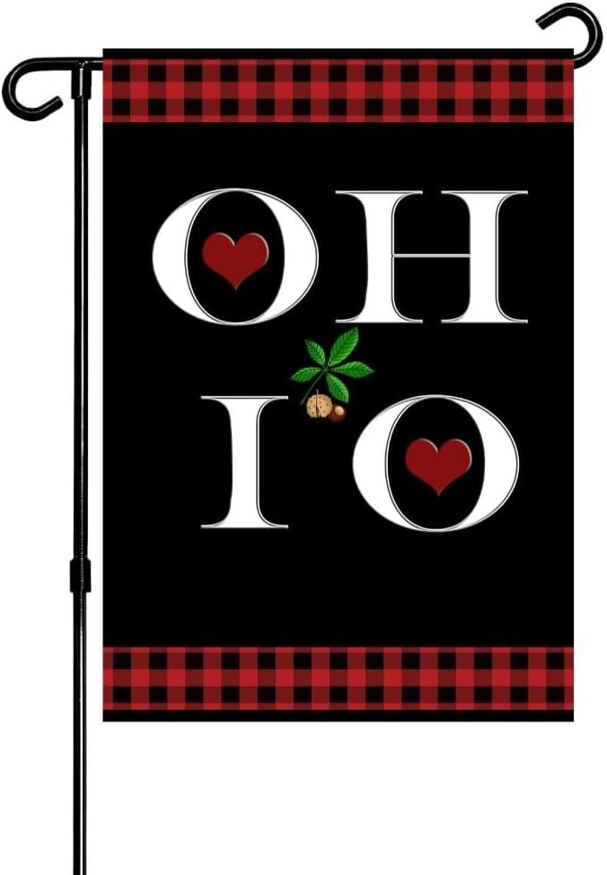O H I O Buckeye Leaf Double-Sided Garden Flag 12x18 Outdoor Garden Welcome  Flag