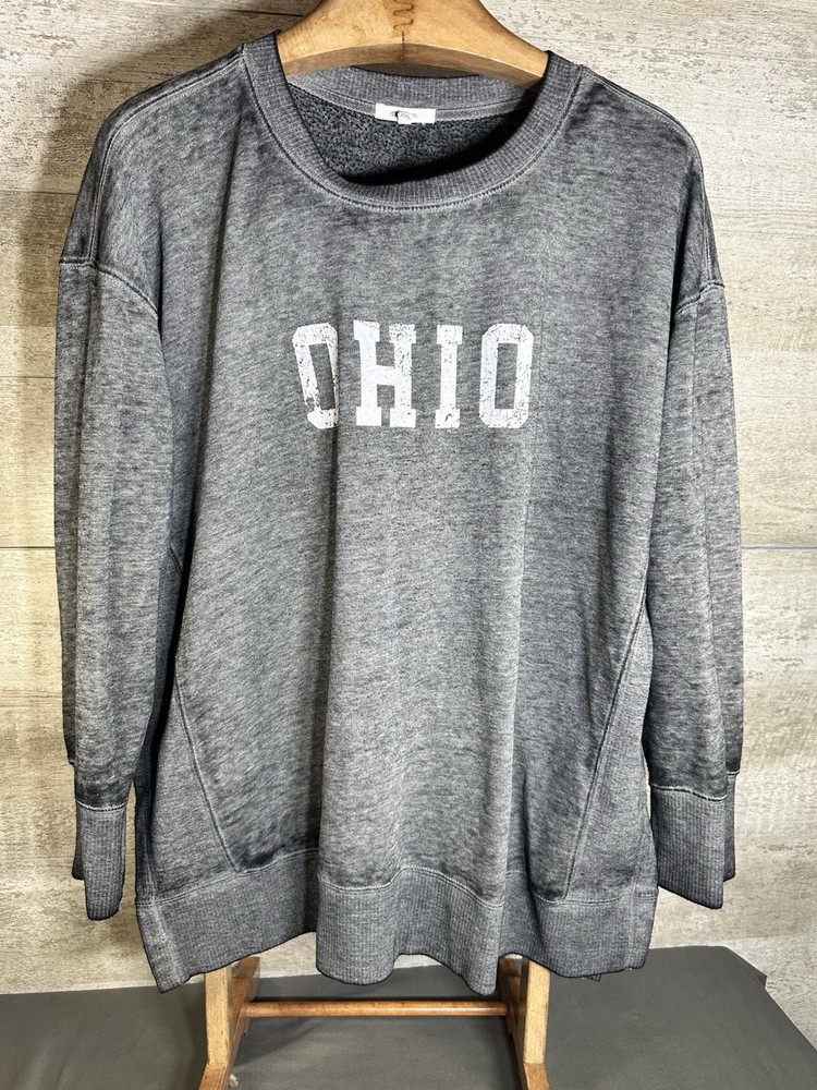 Maurices Womens Ohio Graphic Sweatshirt Charcoal Gray Oversized Pullover XXL