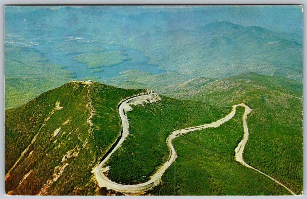 Vtg Postcard Whiteface Mountain Winding Road Lake Placid, NY 1950s