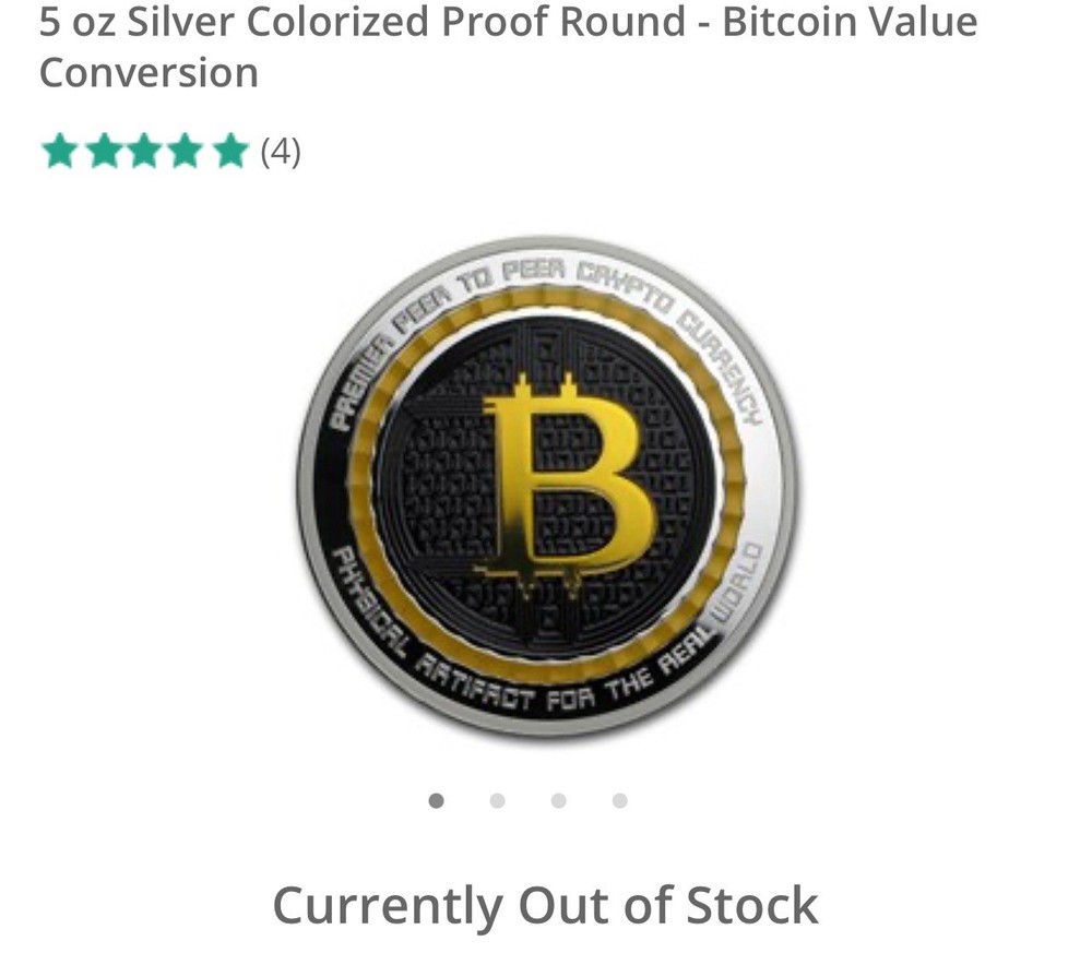 Bitcoin Value Conversion 5 oz Silver Round Colorized Anonymous Mint QR Code HTF!