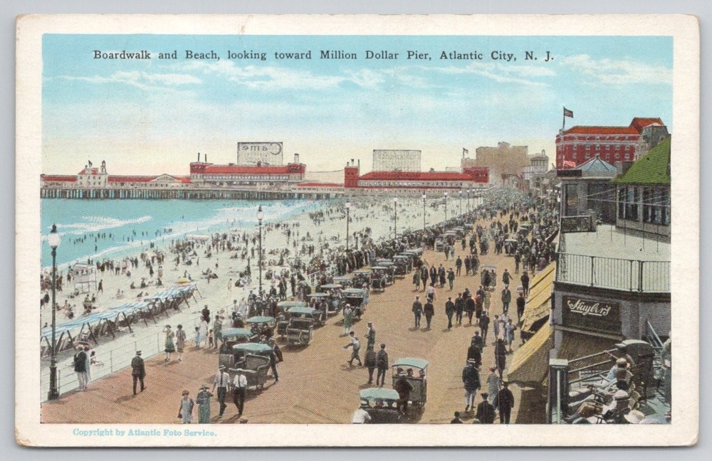 Vintage Atlantic City NJ Boardwalk Million Dollar Pier Beach Postcard