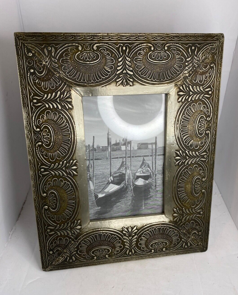 Metal on Wood Picture Frame for a 4X6 photo Engraved Metal (40)