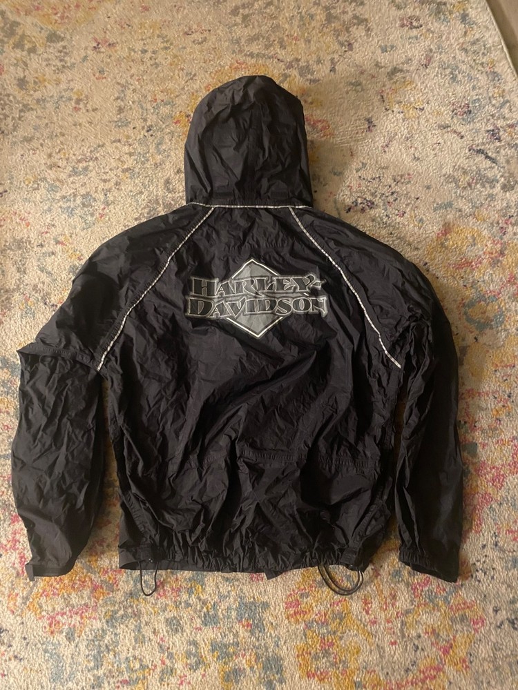 Harley Davidson Rain Jacket Full Zip Closure Adult Medium Black