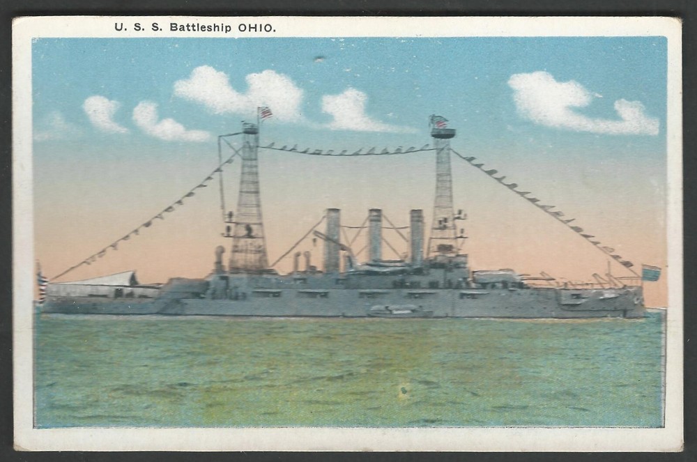 U.S. NAVY Battleship U.S.S. OHIO (BB-12) Divided Back Postcard White Border