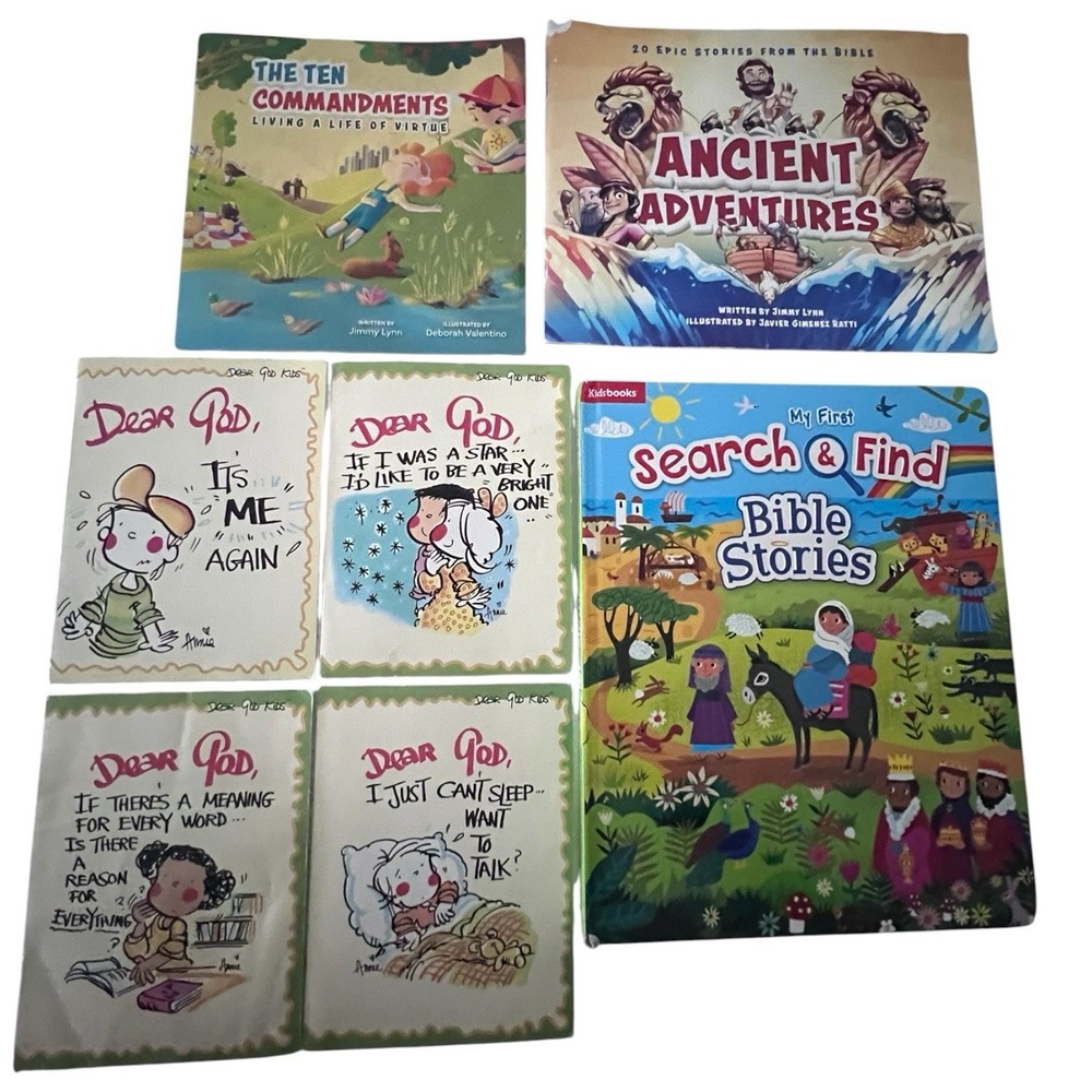 Christian Children’s Book Lot Bible Stories Dear God Kids Search & Find Set 8