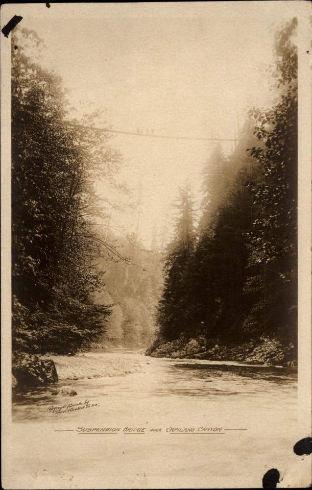 RPPC Suspension Bridge Capilano Canyon Vancouver BC Canada photo postcard a650